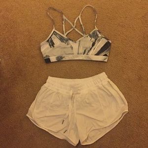 Alo Yoga sports bra and Lululemon running short